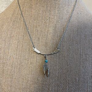 Silver Feather Pendant Necklace